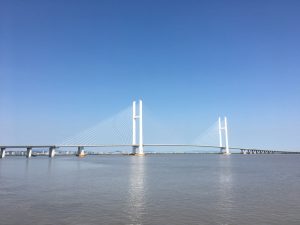 The New Yalu River Bridge in daytime.