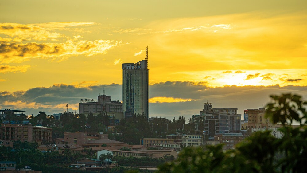 Kigali at sunset, in many ways, symbolizes Rwanda's flag and the country's transformation.